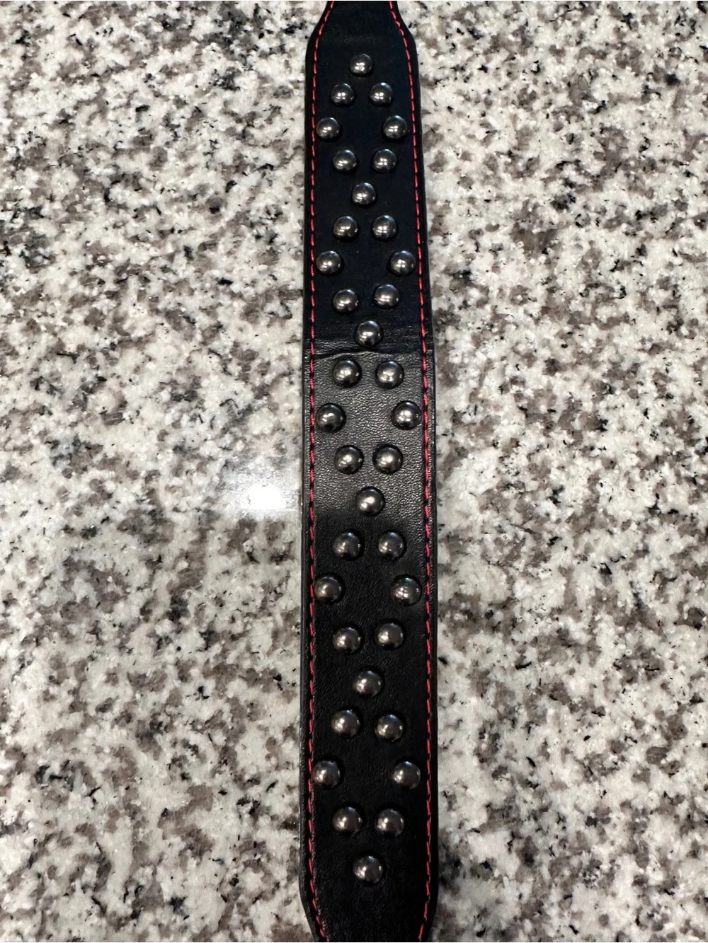 Black Studded DOG Collar Red Stitching